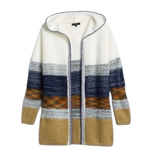 Fate Sweater Siena Hooded Color Block Mixed‎ Media Western Cardigan~Sz XS - Picture 1 of 8